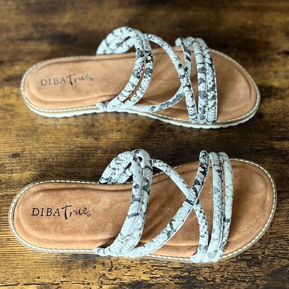 Diba True Cedar Cove Leather Strappy Slide Sandals in Gray Snakes, Size 6. New! - Picture 6 of 16